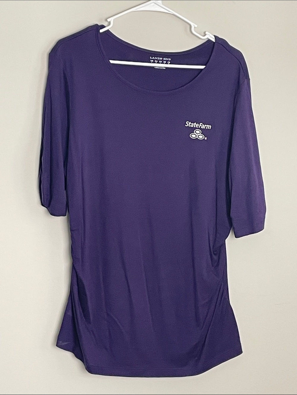 Lands' End Women's Purple Short Sleeve Tee with State Farm Logo